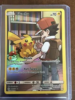 Pikachu Holo Full Art Secret Rare Card Sm-Cosmic Eclipse 241/236 Lightly Played - Image 1