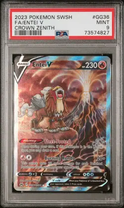 2023 Pokemon Crown Zenith FA/Entei V GG36/GG70 Galarian Gallery PSA 9 - Image 1
