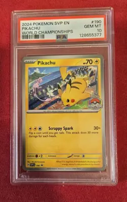 Pikachu 2024 Pokemon SVP EN World Championship #190 PSA 10 - Image 1
