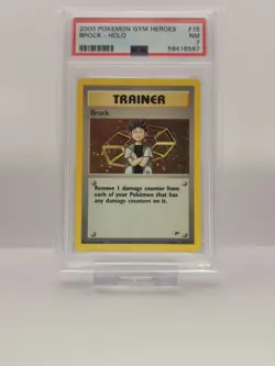 2000 Pokemon Trainer Brock - 15/132 - 1. Edition - Holo - Gym Heroes - PSA 7 - Image 1