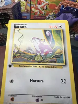 Rattata 61/102 Carte Pokemon Set De Base Edition 1 NEUVE - Image 1