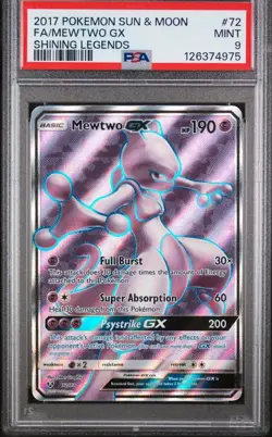 PSA 9 2017 POKEMON SUN & MOON SHINING LEGENDS FULL ART/MEWTWO GX 72 - Image 3