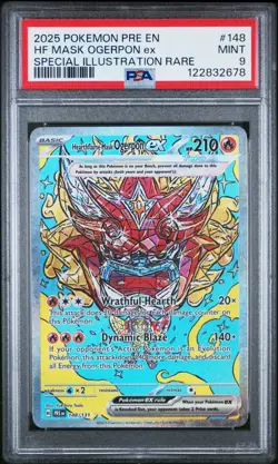 Hearthflame Mask Ogerpon ex SIR | PSA 9 | Prismatic Evolutions #148 Pokemon - Image 1