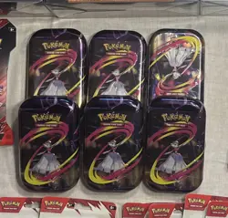 Lot of 6 Pokemon Sealed Tins 2 Packs In Each Destined Rivals & Mega Evolutions - Image 1