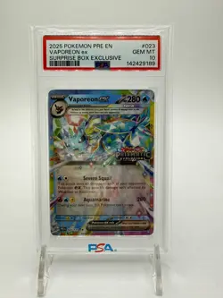 2025 Pokemon - Vaporeon Ex - 023/131 -Prismatic Evolutions Surprise Box- PSA 10 - Image 1