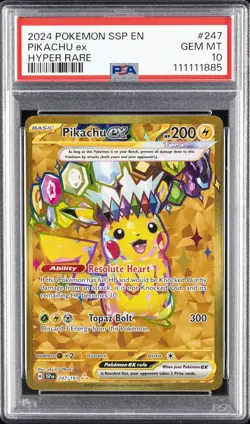 2024 POKEMON SSP EN-SURGING SPARKS HYPER RARE #247 PIKACHU EX PSA 10 - Image 1