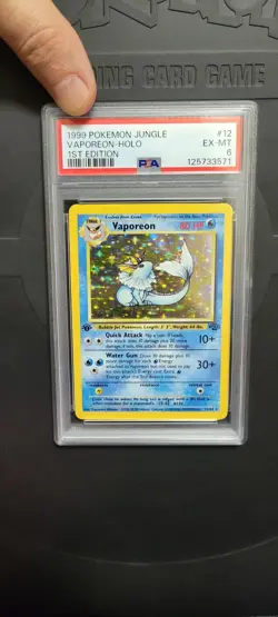 1999 POKEMON JUNGLE 1ST EDITION #12 VAPOREON-HOLO PSA 6 - Image 1