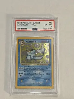 1999 Pokemon Jungle #12 Vaporeon Holo PSA 6 EX-MT - Image 1
