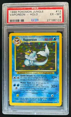 1999 Pokemon Jungle Vaporeon Holo Rare #12/64 PSA 6 - Image 1