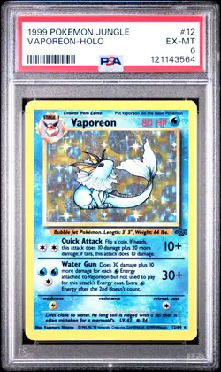 1999 Pokemon Jungle Vaporeon Holo Rare #12 [PSA 6 EX-MT] - Image 1