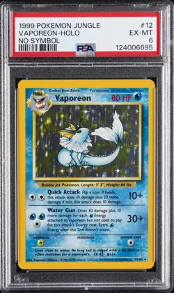 1999 POKEMON JUNGLE NO SYMBOL #12 VAPOREON-HOLO PSA 6 - Image 1
