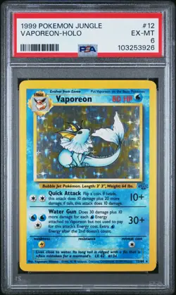 PSA 6 1999 POKEMON JUNGLE 12 VAPOREON-HOLO UNLIMITED - Image 1