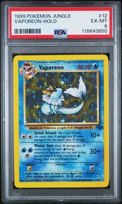 1999 Pokemon Jungle #12 Vaporeon-Holo PSA 6 - Image 1