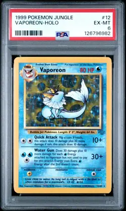 1999 Pokemon Jungle Vaporeon 12/64 Holo PSA 6 - Image 1