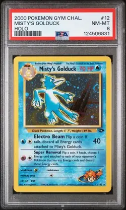 2000 Pokemon Misty's Golduck 12/132 Gym Challenge Holo, PSA 8 - Image 1