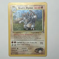 Pokemon TCG Brock's Rhydon Gym Heroes 2/132 Holo Unlimited Rare MP Card - Image 1