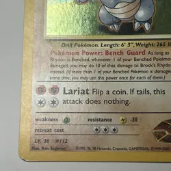 Pokemon TCG Brock's Rhydon Gym Heroes 2/132 Holo Unlimited Rare MP Card - Image 5