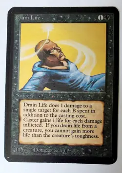 Magic the Gathering Drain Life Alpha edition LP Light Play condition - Image 1