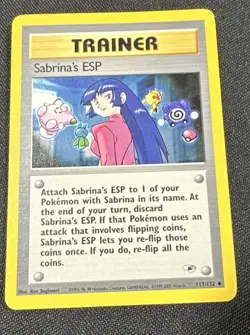 Pokemon TCG Sabrina's ESP 117/132 Gym Heroes Trainer Uncommon Regular Unlimited - Image 1