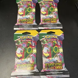 Lot Of 4 Pokemon TCG: Sword & Shield - Evolving Skies Sleeved Booster Packs 820650808784 - Image 1
