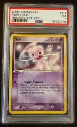 2006 POKEMON EX HOLON PHANTOMS #111 MEW HOLO PSA 7 - Image 1
