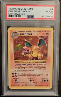 Pokemon TCG Charizard 4/102 Holo Rare Shadowless Base Set - PSA 2 - Image 1