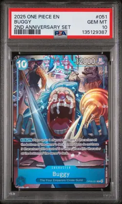 2025 ONE PIECE ENGLISH VERSION 2ND ANNIVERSARY SET #051 BUGGY PSA 10 - Image 1
