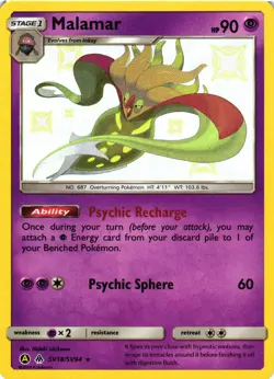 Pokemon TCG Shiny Malamar SV18/SV94 Hidden Fates Shiny NM - Image 1