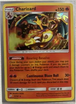 Pokemon TCG Charizard 14/181 Holo Rare Team Up Sun And Moon Cracked Ice Holo - Image 1
