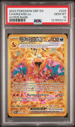 Pokemon TCG Charizard EX 228/197 Obsidian Flames Hyper Rare Gold GEM MINT PSA 10 - Image 1