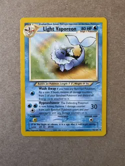 Pokemon TCG Light Vaporeon Neo Destiny Unlimited 52/105 - Image 1