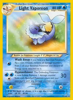 Light Vaporeon - 52/105 - Pokemon Neo Destiny Unlimited Card WOTC NM - Image 1