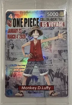 One Piece Monkey.D.Luffy College Basketball US Voyage Promo Card Luffy Rutgers - Image 1