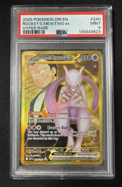 Team Rockets Mewtwo EX 240/182 Destined Rivals English Card, PSA 9 - Image 1