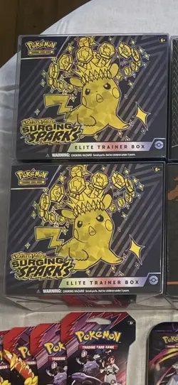 Pokemon Scarlet & Violet Surging Sparks Elite Trainer Box Lot of 2 Pikachu - Image 3