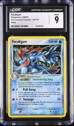 CGC 9 MINT Feraligatr 2005 EX Unseen Forces 4/115 Holo Pokemon Card - Image 1