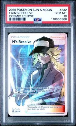 PSA 10 N'S RESOLVE 232/236 FULL ART COSMIC ECLIPSE POKEMON 😍 - Image 1