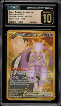 Pokemon Team rocket's Mewtwo ex Destined Rivals Hyper Rare #240 CGC 10 Pristine - Image 1