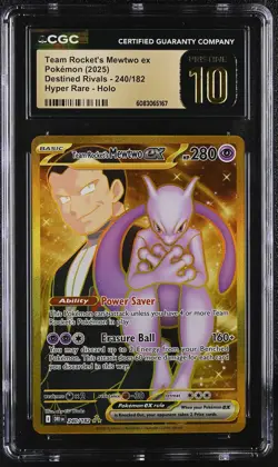 TEAM ROCKET'S MEWTWO EX Destined Rivals Hyper Rare #240 CGC Pristine 10 Pokemon - Image 1