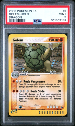 Pokemon Card PSA 9 Golem 5/97 ex Dragon Holo E Reader Vintage Rare 2003 - Image 1