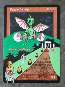 MTG Magic - Dragon Whelp - Altered and Signed by original artist Amy Weber - Image 1