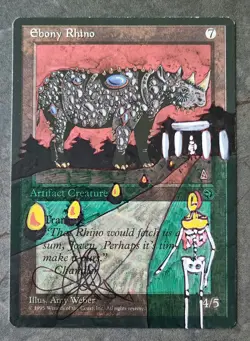 MTG Magic - Ebony Rhino - Altered and Signed by original artist Amy Weber - Image 1
