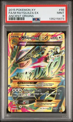 2015 POKEMON XY ANCIENT ORIGINS #98 FULL ART/M RAYQUAZA EX PSA 9 - Image 1