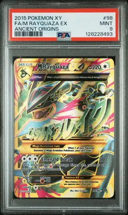 2015 POKEMON XY ANCIENT ORIGINS #98 FULL ART/M RAYQUAZA EX PSA 9 - Image 1