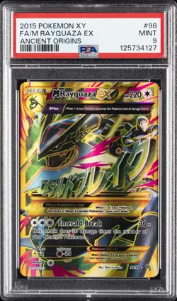 2015 POKEMON XY ANCIENT ORIGINS #98 FULL ART/M RAYQUAZA EX PSA 9 - Image 1