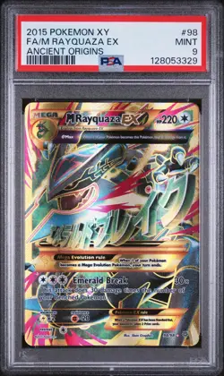 2015 POKEMON XY ANCIENT ORIGINS #98 FULL ART/M RAYQUAZA EX PSA 9 - Image 1