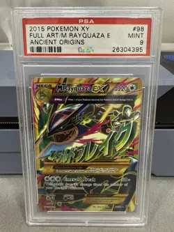 2015 POKEMON XY ANCIENT ORIGINS #98 FULL ART/M RAYQUAZA EX PSA 9 - Image 1