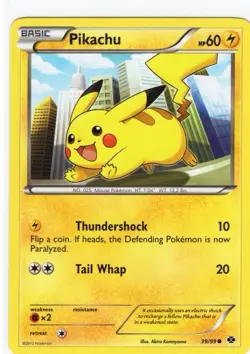 2012 Pokemon TCG Pikachu 39/99 Black & White Next Destinies Non Holo - Image 1