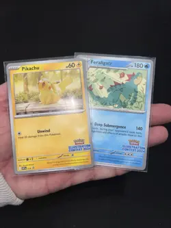 Pokemon Card Collection Lot Illustration Contest Stamp Pikachu Feraligatre NM - Image 1