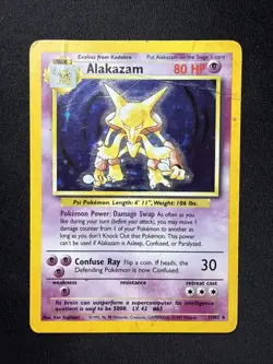 Pokemon TCG Alakazam 1/102 Base Set Unlimited Vintage Holo HP - Image 1